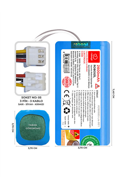ROBOGİL Liectroux C30b 2600mah Pili Uyumlu Robot Süpürge Bataryası A2605bs-lie-001