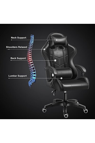 1st Adjustable Comfortable Gaming Chair with Steel Frame - Black & Blue