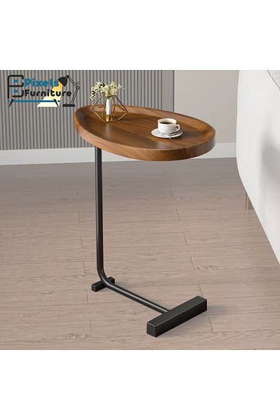 PixelsFurniture Pixel Furniture C-Shaped Side Table for Sofa and Bed, Solid Metal Base Table