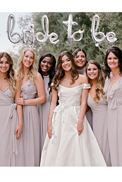 Azebu Bride To Be Yazılı El Yazısı Folyo Gümüş Renkli Gri Balon Bekarlığa Veda Partisi Büyük Balon