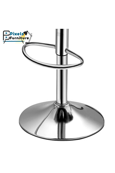 PixelsFurniture Set of 2 Pixel Furniture Bar Stools Adjustable Modern Design Swivel Leather Backrest Footrest