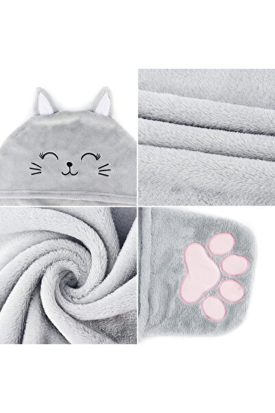 OEM Cozy Blanket with Hood and Sleeves, Kitty, Super Soft and Fluffy Flannel