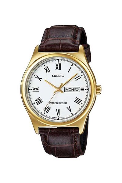 Casio Men's Leather Analog Watch MTP-V006GL-7B - 38 mm - Brown