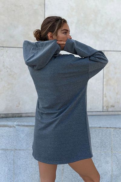 bacc Women's Anthracite Hooded Kangaroo Pocket Long Loose Sweatshirt Bcbsk-25700-3476