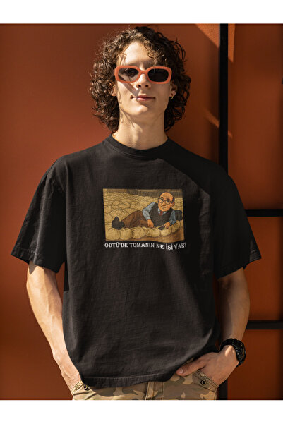 Elvellon Unisex Oversize İkonik Mahmut Tanal Tişört Odtüde tomanın ne işi var? Halktv Olacağım