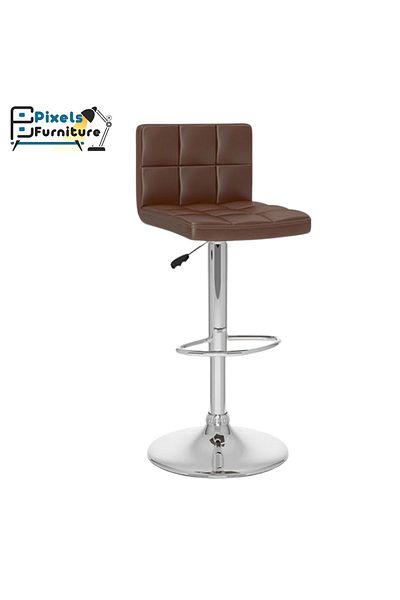 PixelsFurniture Pixel Furniture Adjustable Bar Stool Modern Design Swivel Leather Back and Footrest