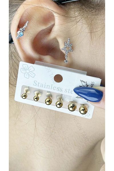 Neon Takı by Atalay Less Sensibility Tag with Shank Figured and Does Not Rust Gold Color 465 Earrings