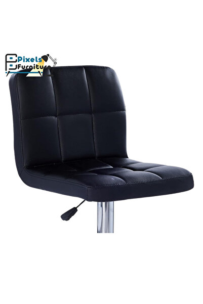 PixelsFurniture Set of 2 Pixel Furniture Bar Stools Adjustable Modern Design Swivel Leather Backrest Footrest