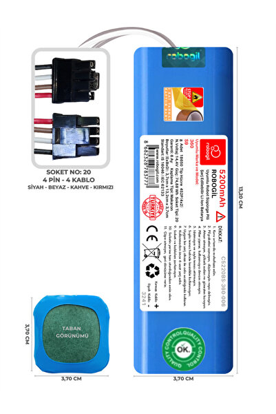 ROBOGİL 360 S9 5200mah Pili Uyumlu Robot Süpürge Bataryası C5220bs-360-006