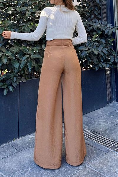 bacc Women's Caramel High Waist Skinny Leg Casual Pants Bcbsk-25700-3427