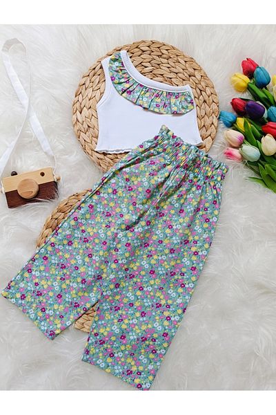 bright moon Girl's Floral Baggy Suit
