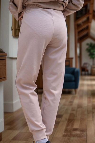 bacc Women's Beige Self-Textured Pocket Jogger Pants with Elastic Waist Bcbsk-25700-3325