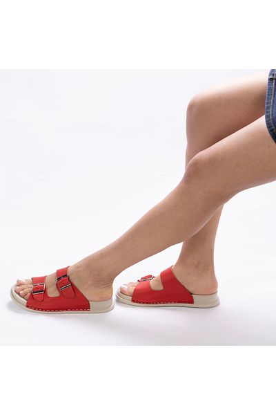 MixBrand Women's Genuine Leather Daily Banded Comfortable Flat Slippers