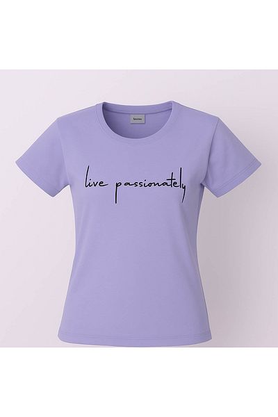 trender Live Passionately Print Relaxed Fit Lilac Women's T-Shirt