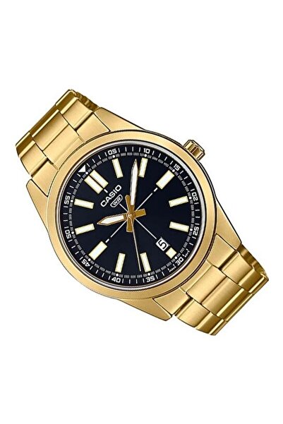 Casio Men's Black Dial Stainless Steel Gold Ion Plated Band Analog Wrist Watch MTP-VD02G-1EUDF
