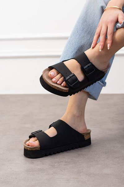 Uniqueqoop Tokyo Genuine Leather Cork Sole Orthopedic High Eva Women's Slippers