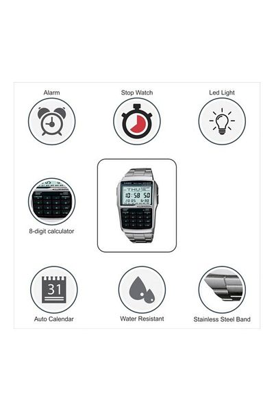 Casio Men's General Data Bank Watch DBC-32D-1ADF - 50 mm - Silver