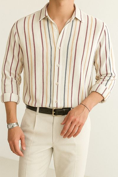 Hazhers Men's Oversize Shirt Collar Long Sleeve Linen Summer Shirt