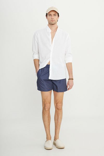 AC&Co / Altınyıldız Classics Ανδρικό μπλε Navy Quick Dry με μοτίβο πλαϊνής τσέπης Standard Fit Σορτς μαγιό κανονικής κοπής