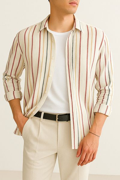 Hazhers Men's Oversize Shirt Collar Long Sleeve Linen Summer Shirt