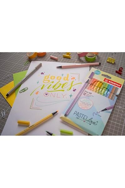 STOREMAX Bystoreby Pen 68 Pastellove - Felt Tip Crayons - 12 Pack - Assorted Colors Newdesing 64