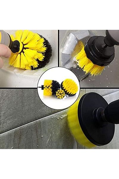 STOREMAX 3-Piece Drill Bit Bathroom Tub Shower Cabin Car Wheel Seat Washing Cleaning Brush Set, r