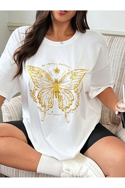 Jose Clothing Tricou imprimat cu mânecă scurtă cu croială supradimensionată