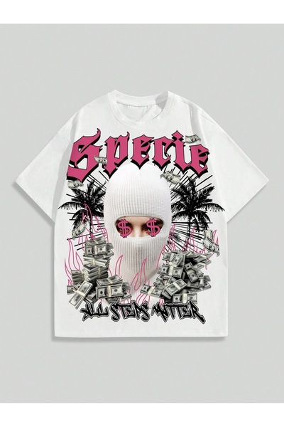 Bengi Clothing تي شيرت مطبوع بأكمام قصيرة وقصة كبيرة الحجم