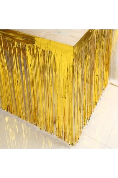 STOREMAX Bystoreby Sparkly Metallized Gold Color Table Skirt 4 Meters Newdesing 646268