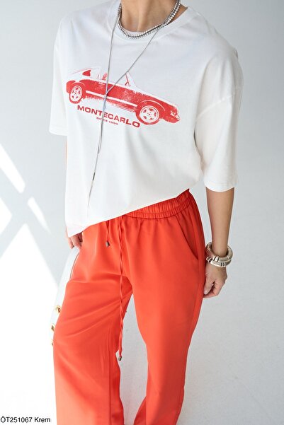 Bengi Clothing تي شيرت مطبوع بأكمام قصيرة وقصة كبيرة الحجم