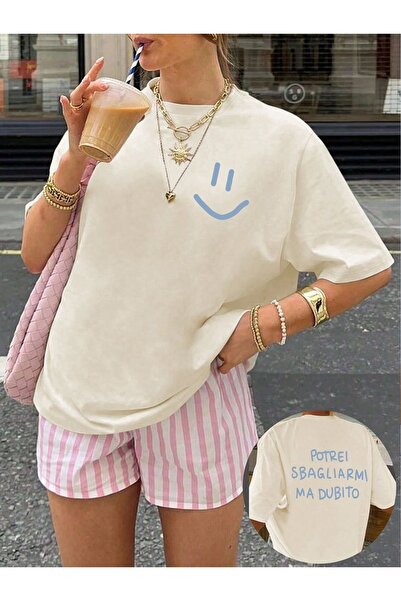 Jose Clothing Tricou imprimat cu mânecă scurtă cu croială supradimensionată