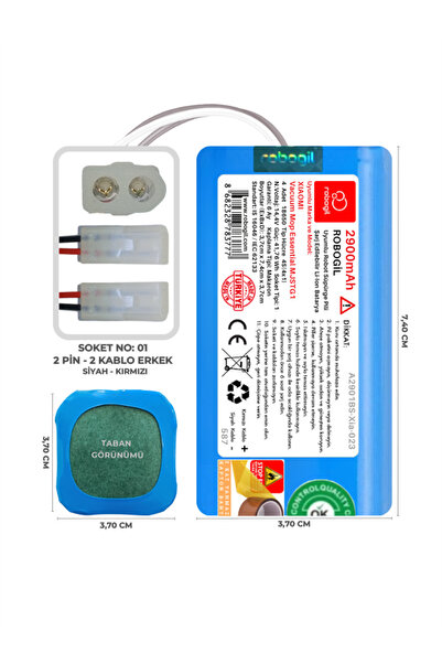 ROBOGİL Xiaomi Vacuum Mop Essential G1 Mjstg1 2900mah Pili Uyumlu Robot Süpür...