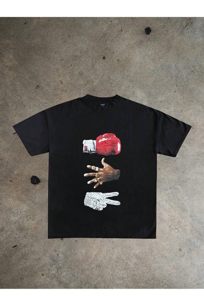 Jose Clothing Tricou imprimat cu mânecă scurtă cu croială supradimensionată