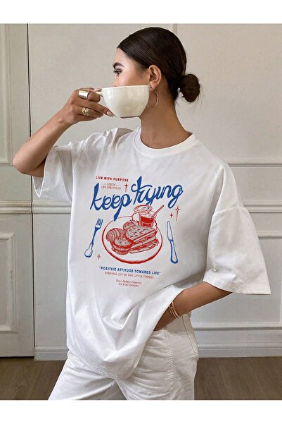 Jose Clothing Tricou imprimat cu mânecă scurtă cu croială supradimensionată