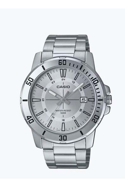 Casio Men's Casual Analog Stainless Steel Watch - MTP-VD01D-7CVUDF with White Dial