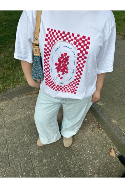 Bengi Clothing تي شيرت مطبوع بأكمام قصيرة وقصة كبيرة الحجم