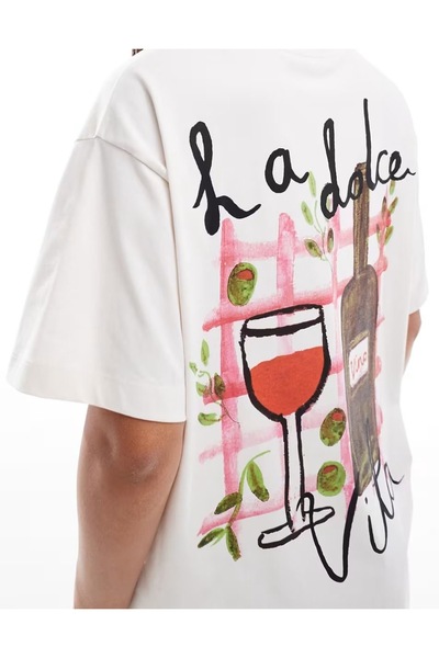 Jose Clothing Tricou imprimat cu mânecă scurtă cu croială supradimensionată