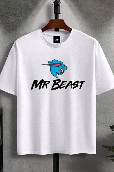 Massgai Unisex Mr Beast Štampano Oversize kroj 100% pamuk T-shirt