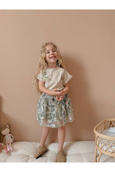 MİO Girl's Floral Skirt Blouse Set