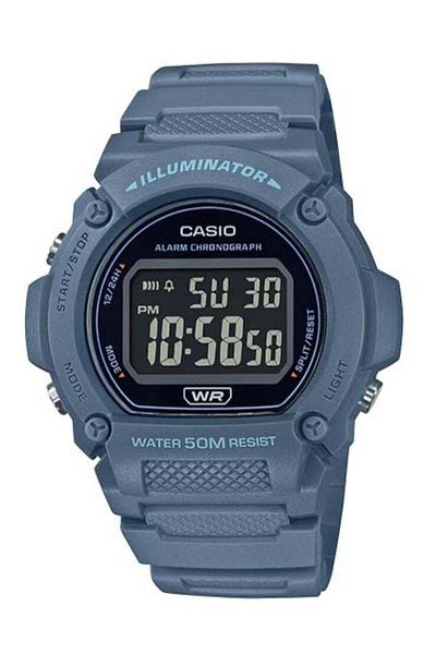 Casio W-219HC-2BVDF Standard Digital Watch with Blue Resin Strap - Men's