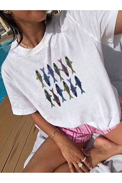 Jose Clothing Tricou imprimat cu mânecă scurtă cu croială supradimensionată