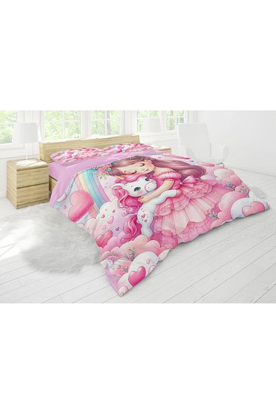 Erays Home Unicorn 3D Digital Printed Double Duvet Cover Set Girl Child Double Duvet Cover Set