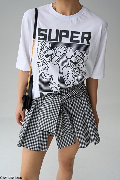 Jose Clothing تي شيرت مطبوع بأكمام قصيرة وقصة كبيرة الحجم