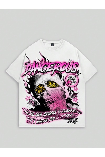 Jose Clothing Tricou imprimat cu mânecă scurtă cu croială supradimensionată