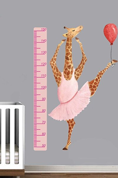KT Decor Girl's Room Ballerina Giraffe Height Gauge PVC Wall Sticker