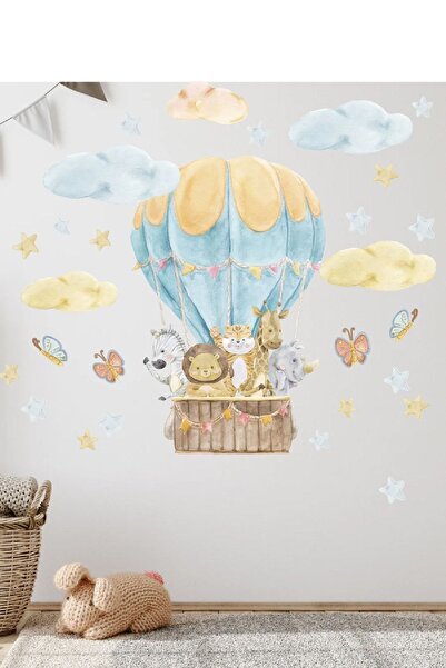 KT Decor Animale drăguțe Balon Călătorie Fluturi Stele și Nori Set de autocol...