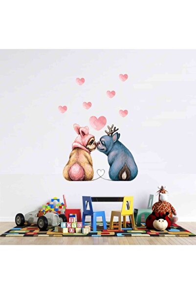 KT Decor Set de autocolante de perete cu culori pastelate pentru câini îndrăgostiți