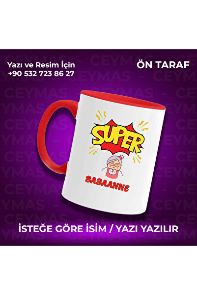 Ceymas Hediyelik Babaannelere Özel Süper Babaanne Baskılı Renkli Kupa Bardak