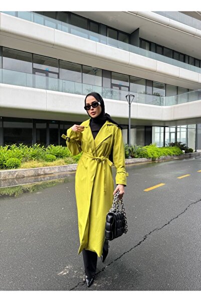 TANISA Deluna Belt Detail Long Trench Coat Tns-4389