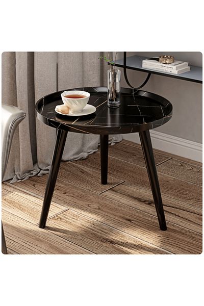 1st Round wooden coffee table with a modern design - 48 x 40 cm - black